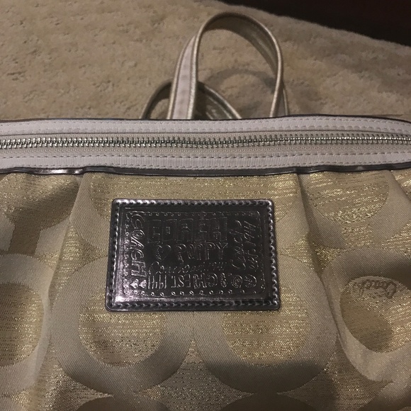 Coach Poppy Glam Canvas Tote Bag Gold - Picture 5 of 6
